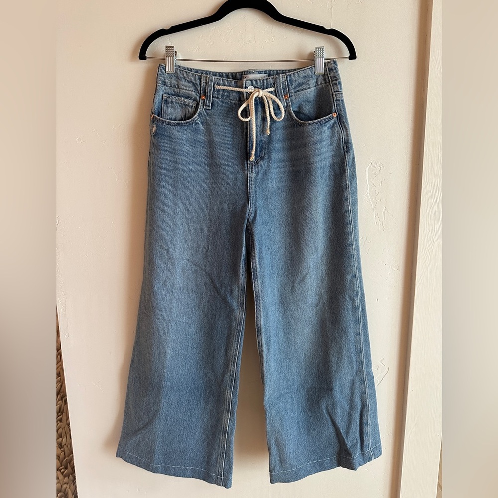 PAIGE Blue Ankle Cropped Jeans with Relaxed Fit